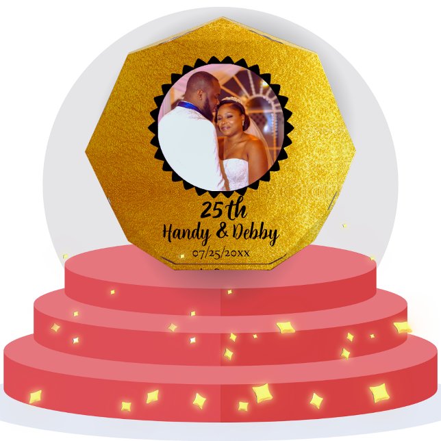 Bloque Para Fotos 25th Gold Black Anniversary Gift Keepsake (Subido por el creador)