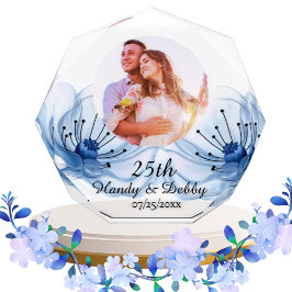 Bloque Para Fotos 25th Soft Blue Floral Wedding Anniversary Keepsake