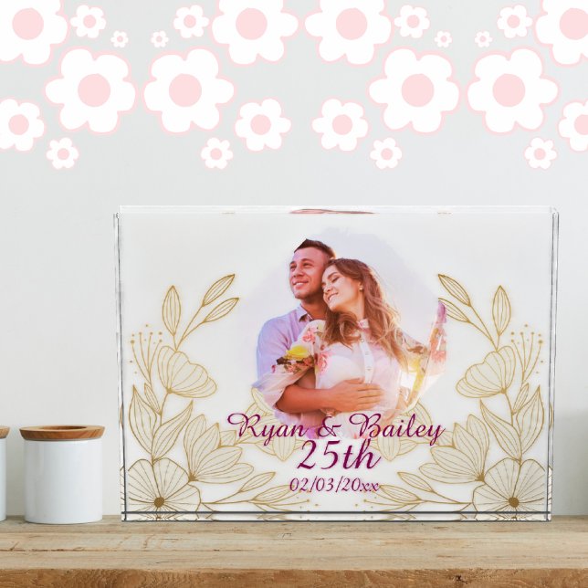 Bloque Para Fotos 25th Spring Flowers Wedding Anniversary Design (Subido por el creador)