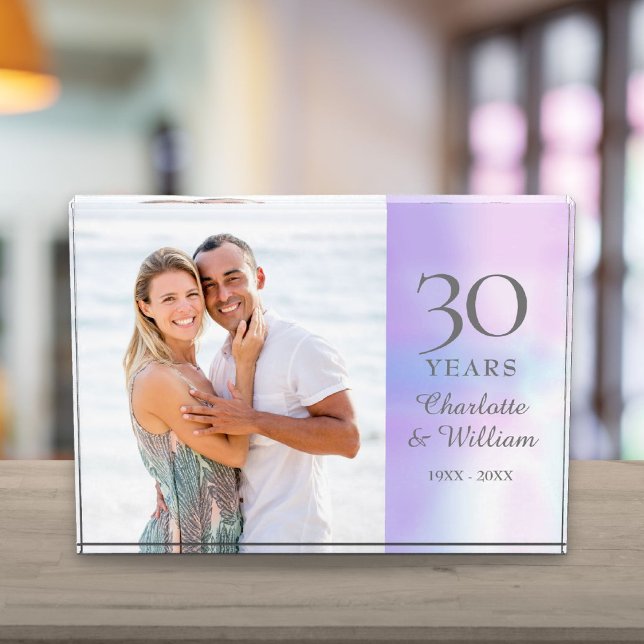 Bloque Para Fotos 30.º Aniversario Boda Perla Elegante (30th Wedding Anniversary Elegant Pearl Photo Block)