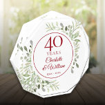 Bloque Para Fotos 40.º Aniversario del Boda de Ruby Elegante vegetac<br><div class="desc">Con delicadas hojas de acuarela suave,  este diseño botánico de la moda del 40º aniversario boda puede ser personalizado con su información especial de aniversario en un elegante texto rojo rubí. Diseñado por Thisisnotme©</div>