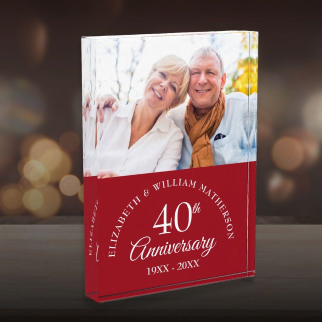 Bloque Para Fotos 40.º Aniversario del Boda Ruby (40th Ruby Wedding Anniversary Photo Block)