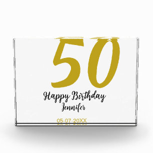 Bloque Para Fotos 50 cumpleaños añadir nombre fecha año negro planti