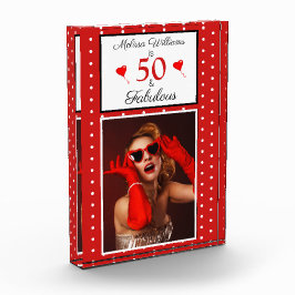Bloque Para Fotos 50 y fabuloso Punto Blanco Rojo de 50 años