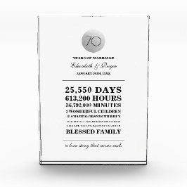 Bloque Para Fotos 70.º Aniversario Personalizado Plaque de Regalo