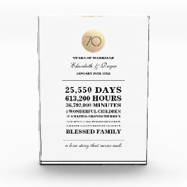 Bloque Para Fotos 70.º Aniversario Personalizado Plaque de Regalo