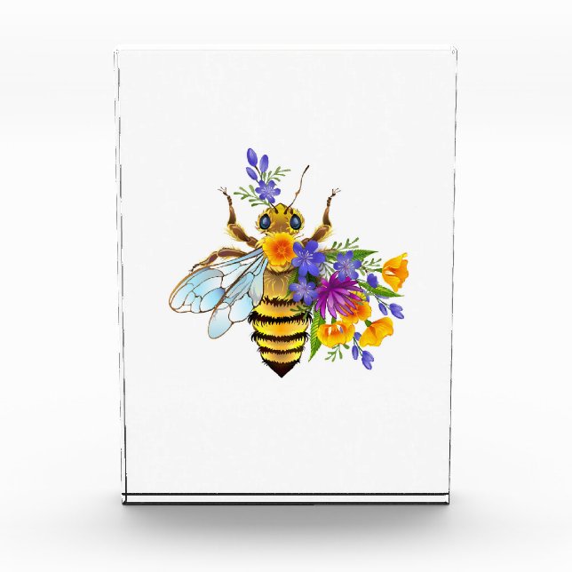 Bloque Para Fotos Abeja de flor con plantas silvestres (Anverso)