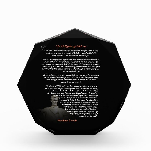 Bloque Para Fotos Abraham Lincoln - El discurso de Gettysburg (Anverso)