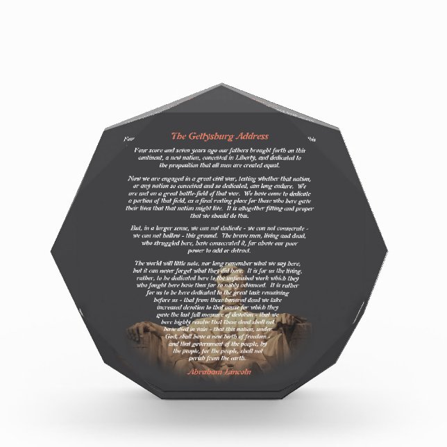 Bloque Para Fotos Abraham Lincoln - El discurso de Gettysburg (Anverso)