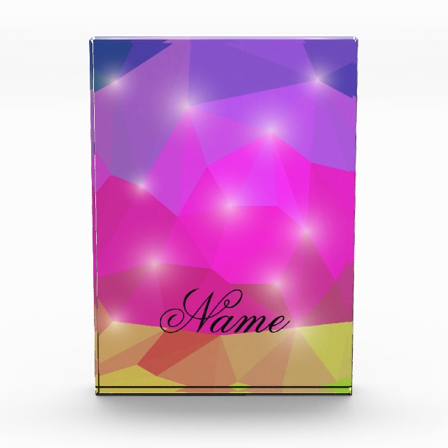 Bloque Para Fotos Abstract Geometric Crystal Mosaic in Pink (Anverso)