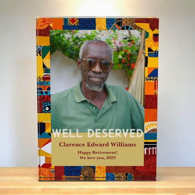 Bloque Para Fotos Abstract Patchwork Retirement Gift for Black Dad (Abstract Patchwork Retirement Gift for Black Dad Photo Block)