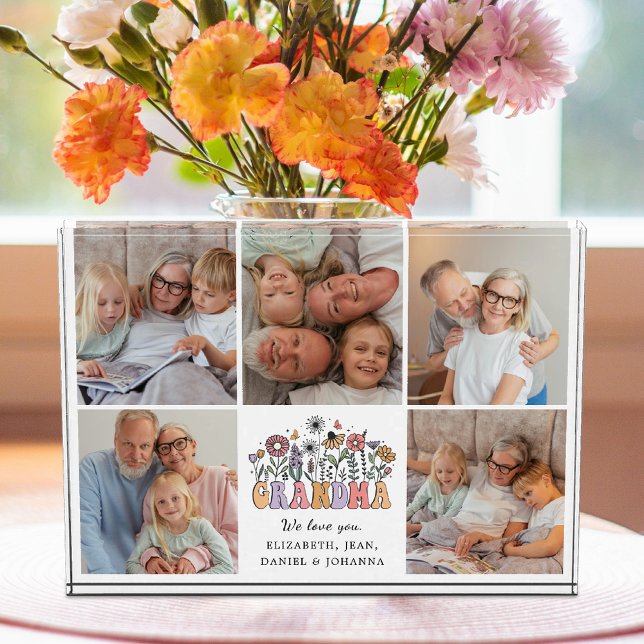 Bloque Para Fotos Abuela Bonito Collage de Flores Caprichosas Retro (Subido por el creador)