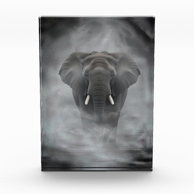Bloque Para Fotos African Elephant in Misty Fog Serene Impasto (Anverso)