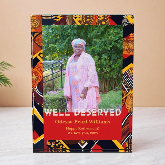 Bloque Para Fotos African Tribal Patchwork Black Mom Retirement Gift (African Tribal Patchwork Black Mom Retirement Gift Photo Block)
