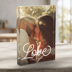 Bloque Para Fotos AMAR caligrafía moderna Boda simple Keepsake