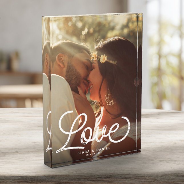 Bloque Para Fotos AMAR caligrafía moderna Boda simple Keepsake (Subido por el creador)