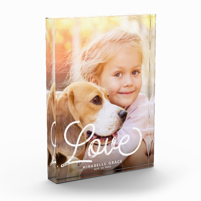 Bloque Para Fotos AMAR caligrafía moderna Sencilla familia Keepsake (Izquierda)