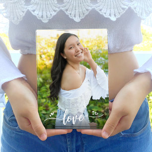 Bloque Para Fotos Amar caligrafía Script Corazones Personalizado Kee