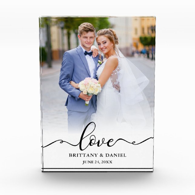 Bloque Para Fotos Amor Elegante Bodas Novia Novio Escritura Negra (Anverso)