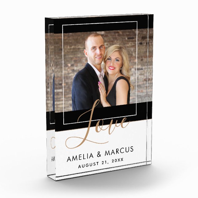 Bloque Para Fotos Amor Elegante Script Bride Groom Boda Keepsake (Izquierda)