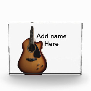 Bloque Para Fotos Añadir el nombre texto guitarra acústica marrón ed