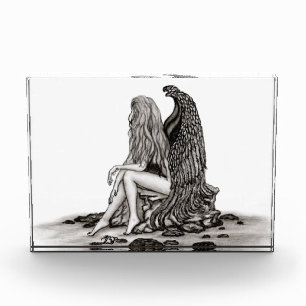 Bloque Para Fotos Ángel , perdido en pensamiento , Diseño en blanco