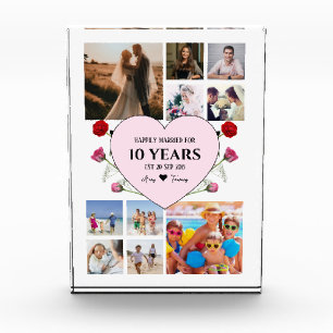 Bloque Para Fotos Aniversario con el corazón rosado y el bloqueo de 