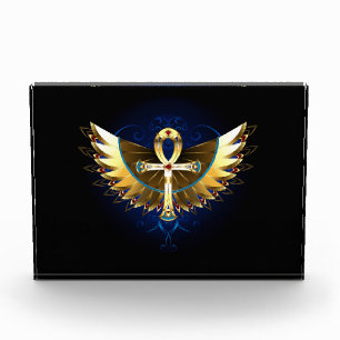 Bloque Para Fotos Ankh de oro con alas