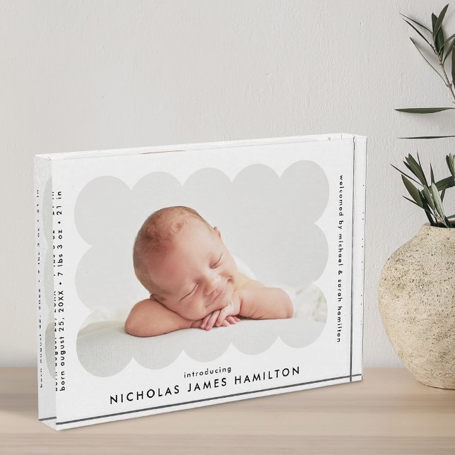 Bloque Para Fotos Anuncio de nacimiento de White Modern (Subido por el creador)