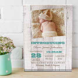 Bloque Para Fotos Anuncio de nacimientos azules de Whitewash