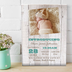 Bloque Para Fotos Anuncio de nacimientos azules de Whitewash