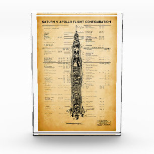 Bloque Para Fotos APOLLO Moon Mission SATURN V Rocket Blueprint 1967