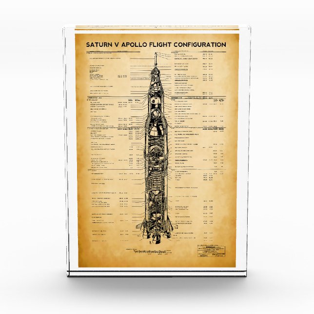 Bloque Para Fotos APOLLO Moon Mission SATURN V Rocket Blueprint 1967 (Anverso)