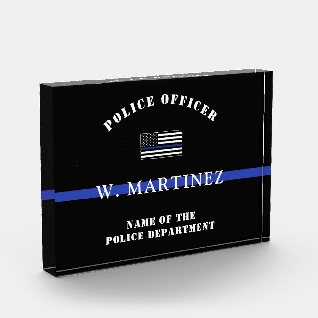 Bloque Para Fotos Apreciación del personalizado Thin Blue Line Polic (Izquierda)