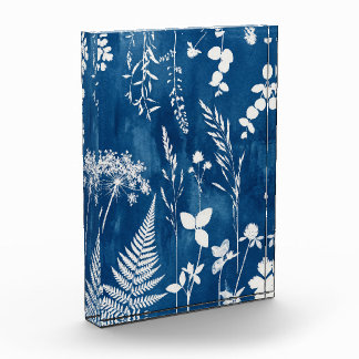 Bloque Para Fotos Arte botánico de helecho con cianotipia azul añil 