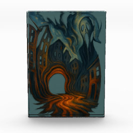 Bloque Para Fotos Arte de paisaje urbano oscuro surrealista con figu