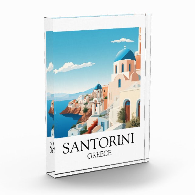 Bloque Para Fotos Arte de viajes clásico de Santorini - griego vinta (Izquierda)