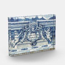 Azulejos Azules Portugueses con dos ángeles