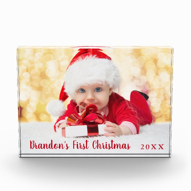 Bloque Para Fotos Baby First Christmas Red Script (Anverso)