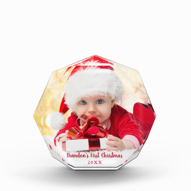 Bloque Para Fotos Baby First Christmas Red Script O (Anverso)