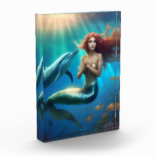 Bloque Para Fotos "Baile oceánico: Sirena y viaje de delfines"