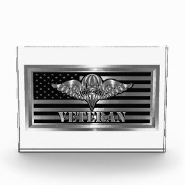 Bloque Para Fotos Bandera de veterano de ajustador de paracaídas