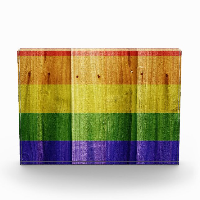 Bloque Para Fotos Bandera del orgullo arcoiris de madera (Anverso)