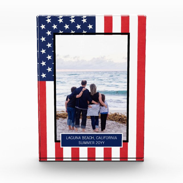 Bloque Para Fotos Bandera Patriótica Norteamericana Personalizada (Anverso)