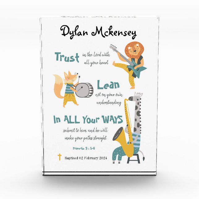 Bloque Para Fotos Baptism Boy Divertidos Animales Musicales Y Verso  (Anverso)