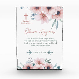 Bloque Para Fotos Baptismo Chica Bonito Flores rosadas