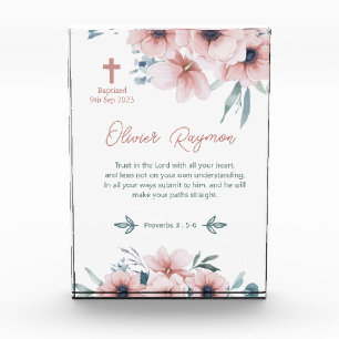 Bloque Para Fotos Baptismo Chica Bonito Flores rosadas
