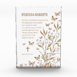 Bloque Para Fotos Baptismo Chica Mariposas acuarelas y flores