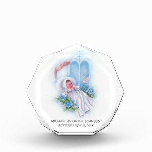 Bloque Para Fotos Baptismo Niño Niño Cruz de Flores Azules