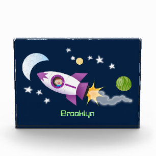 Bloque Para Fotos Barco de cohetes en ilustracion de personalizado e